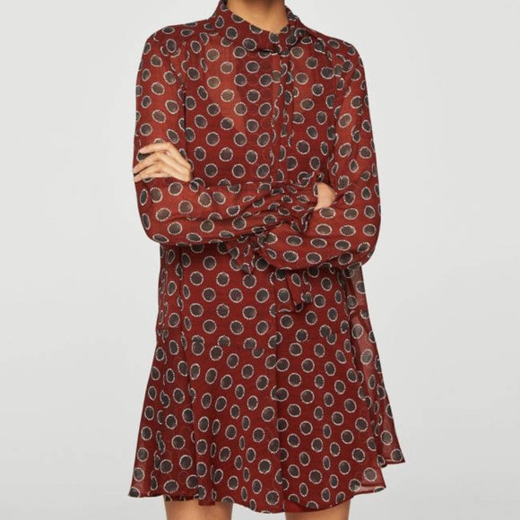 mango printed bow dress